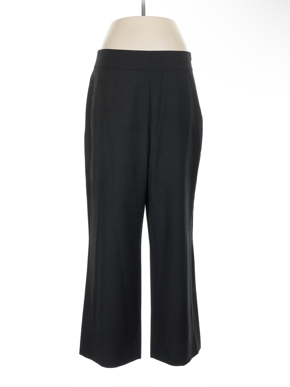 Akris Punto Black 100% Wool Wide Leg Trousers Pants Size 12 Swiss Luxury